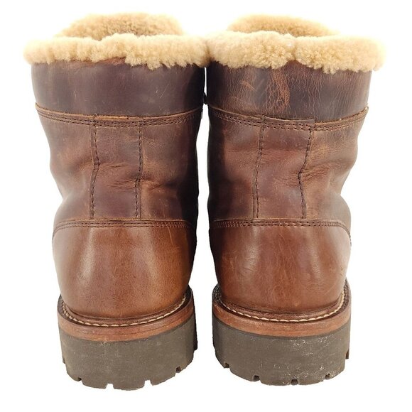 Belstaff Gorge Hiker Boots Size 45 US 12 Mens Brown Leather Shearling $450 - Picture 7 of 16